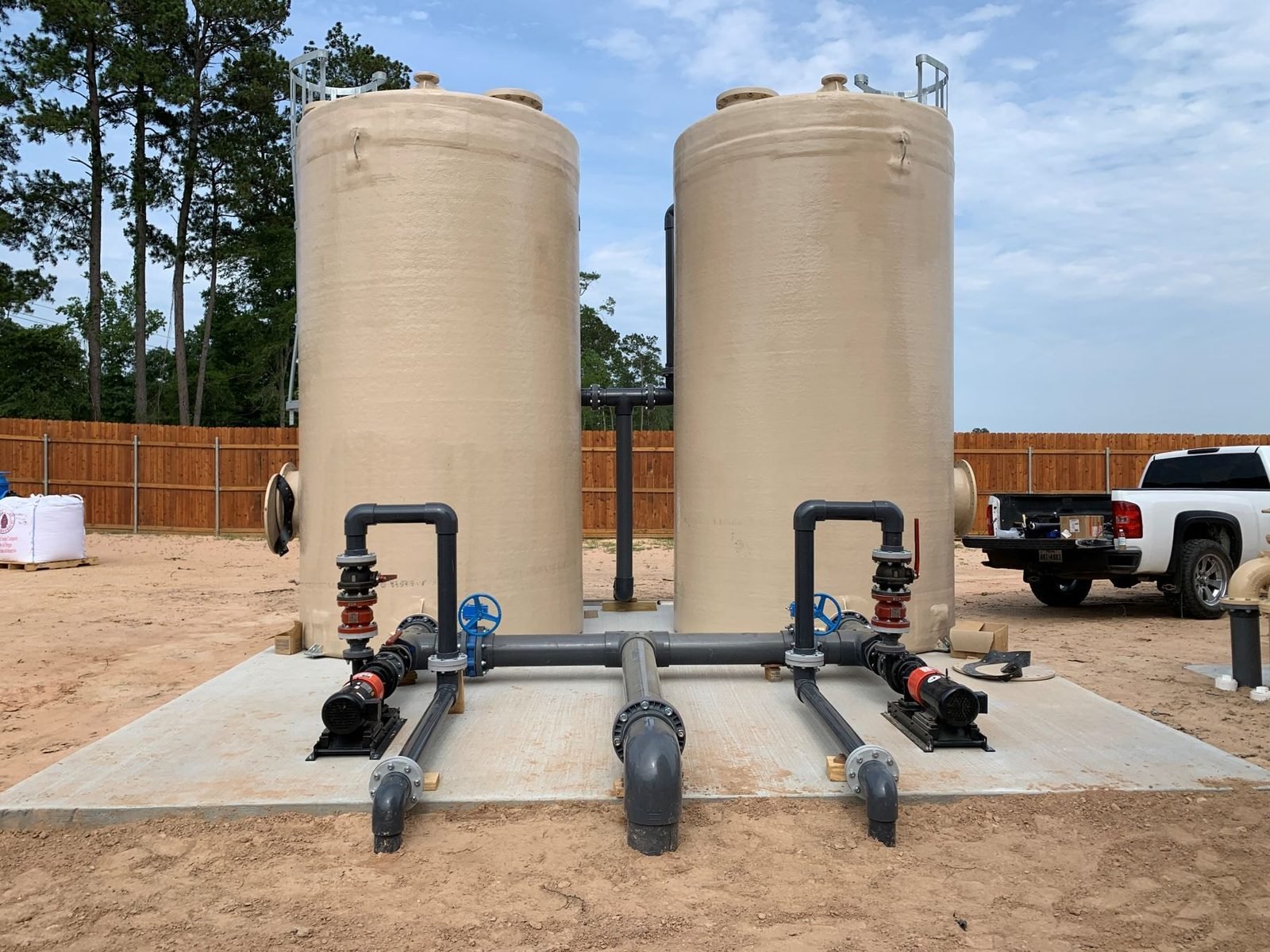 WETS filter vessels with interconnecting piping and transfer pumps
