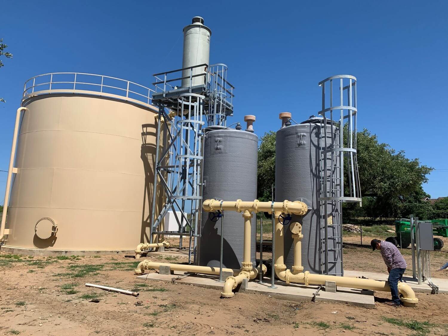 WETS treatment vessels and aerator tower on a client site