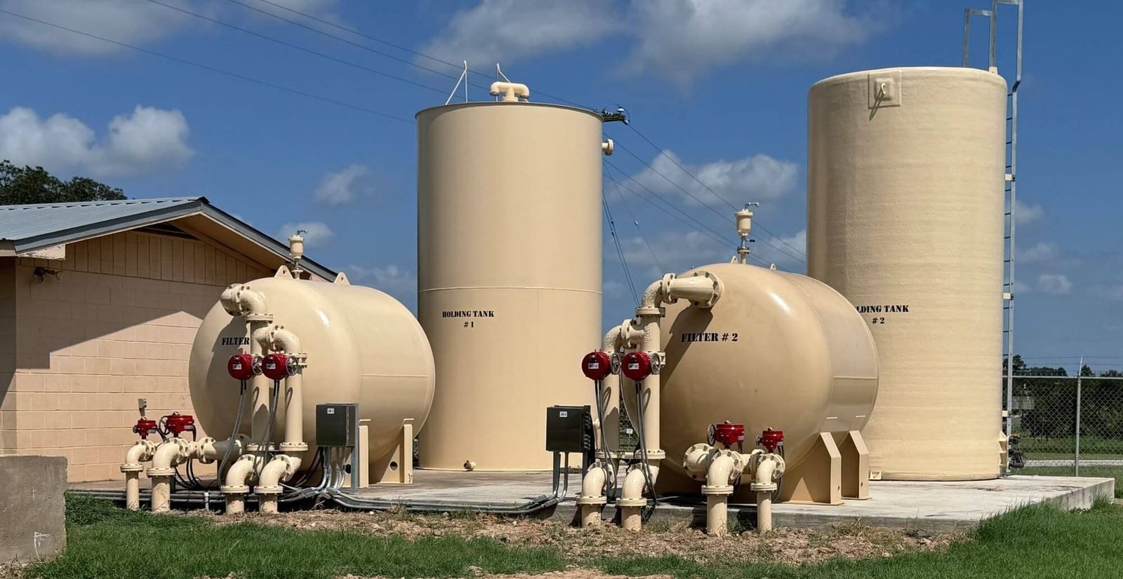 WETS horizontal pressure filters alongside holding tanks