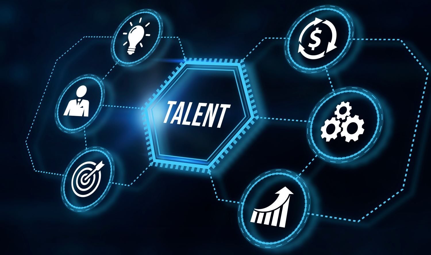 Connected icons representing expertise, innovation and continuous improvement