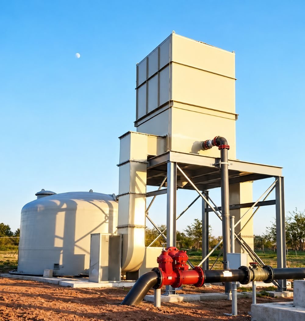 WETS aeration and cooling structure treating deep-aquifer water